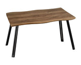 Quebec Wave Edge Dining Set - Medium Oak Effect/Black/Brown Faux Leather