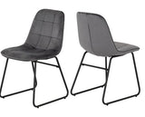 ATHENS RECT & LUKAS DINING SET (X4 CHAIRS) - CONCRETE/GREY VELVET