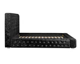 Grande King Bed - Black Crushed Velvet