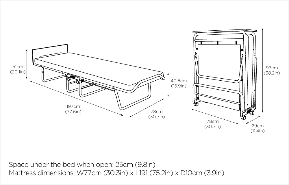 Jay-Be® Supreme Automatic Folding Bed with Rebound e-Fibre® Mattress - Single