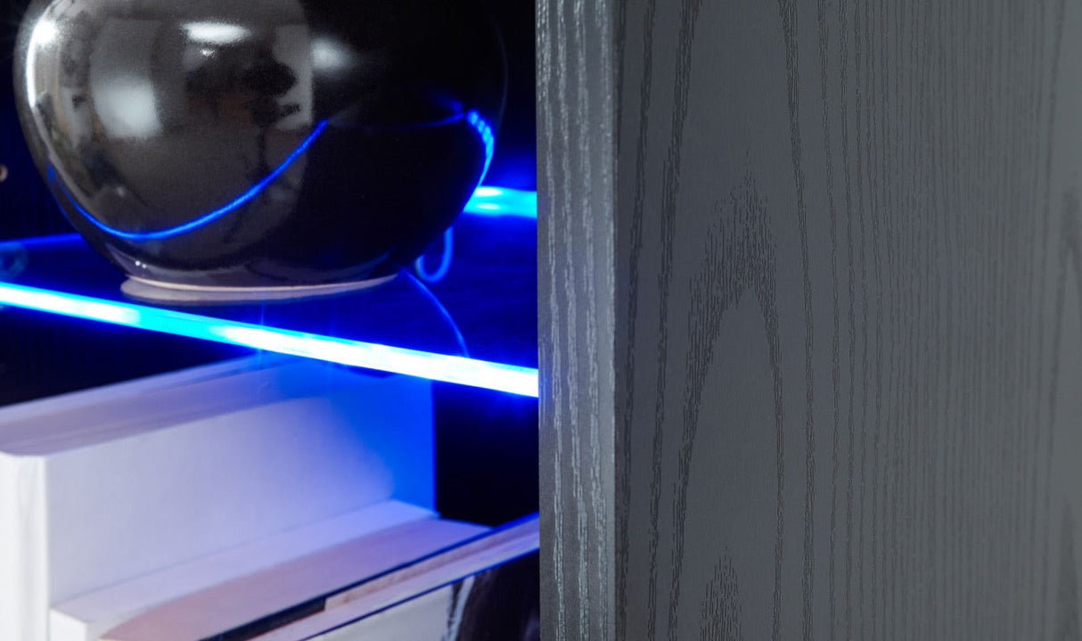 Galicia tall shelf unit with led black