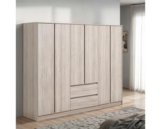 MALVERN 6 DOOR 2 DRAWER WARDROBE - URBAN SNOW