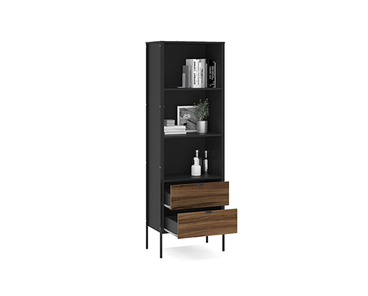 Opus 2 Drawer Bookcase- Walnut & Black