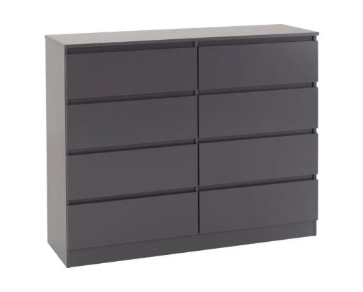 Malvern 8 Drawer Chest - Grey