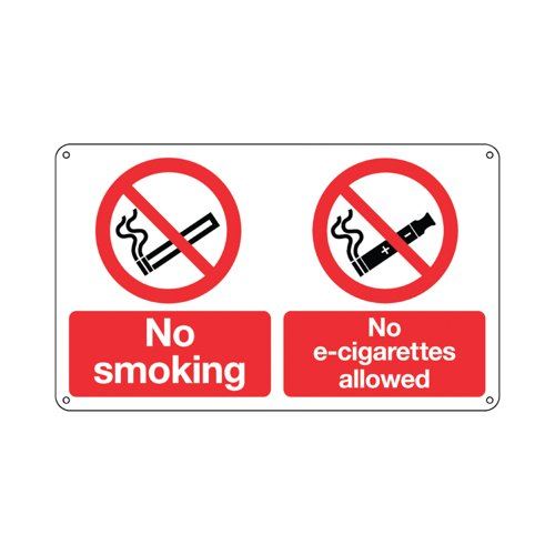 Signs and Labels No Smoking and No E-Cigarettes Sign Rigid Plastic 150x300mm EL005KRP