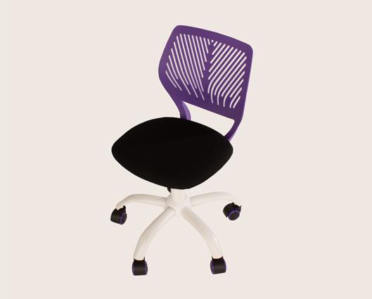 Office chair with purple plastic back