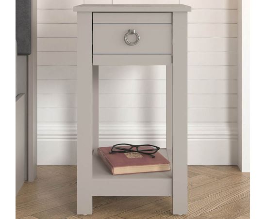 Clovelly 1 Drawer Bedside Table Light Grey