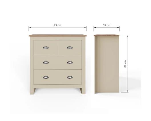 Lancaster 2+2 Drawer Chest Cream