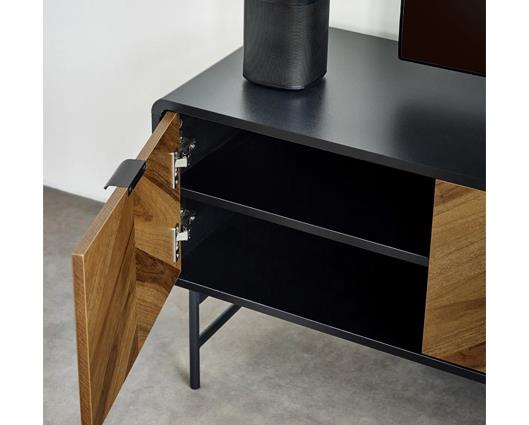 Alvin TV Unit - Black ans Natural Brown Wood