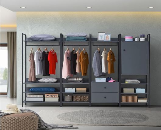 Zahra 4 Piece Bedroom Furniture Set Open Wardrobes