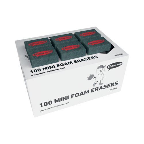 Show-me Mini Foam Whiteboard Eraser (100 Pack) MFE100