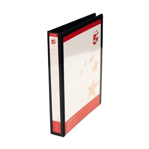 5 Star Office A4 Presentation Ring Binder Polypropylene 25mm 4D-Ring Black (Pack of 10)