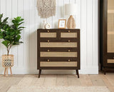 Croxley 5 Drawer Rattan Chest - Walnut