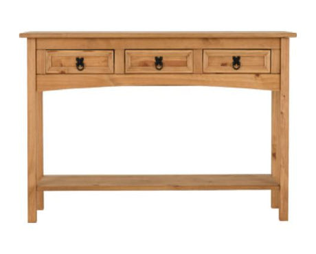 Corona 3 Drawer Console Table With Shelf - Distressed Waxed Pine