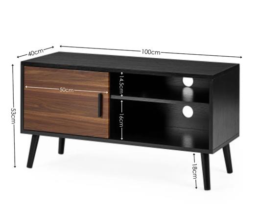 Trent Small TV Stand Up to 43" Walnut & Black