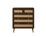 Croxley 5 Drawer Rattan Chest - Walnut