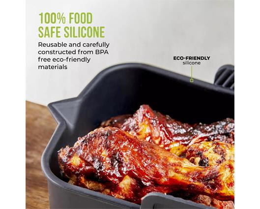 Set of 2 Silicone Rectangular Solid Air Fryer Trays