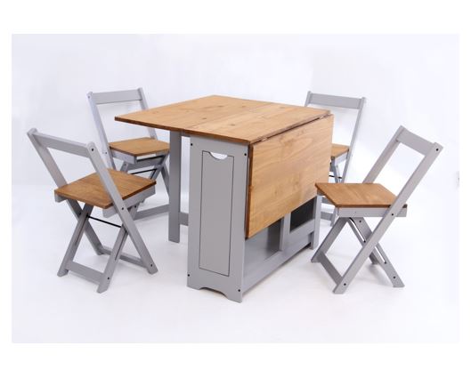 Santos Butterfly Dining Set - Slate Grey/Distressed Waxed Pine