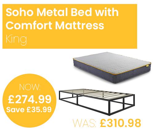 Soho Metal Platform Bed with SleepSoul Comfort Mattress - King