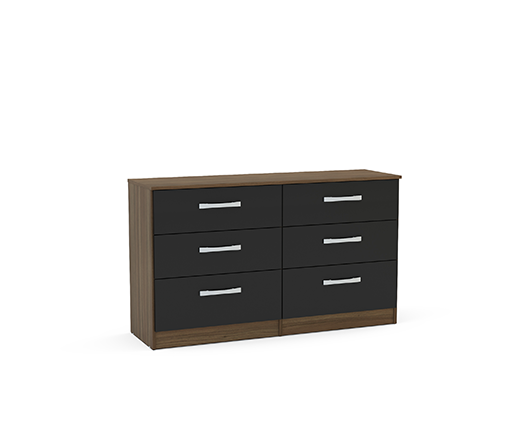 Lynx 6 Drawer Chest- Walnut & Black