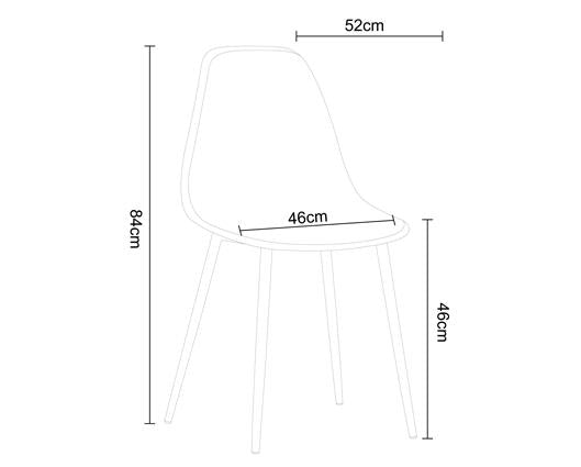 Curve chair, white plastic seat with black metal legs (pair)