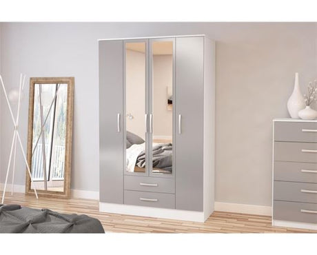 Lynx 4 Door 2 Drawer Wardrobe With Mirror