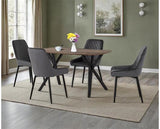 ATHENS RECT & AVERY DINING SET (X4 CHAIRS) - MEDIUM OAK EFFECT/GREY VELVET