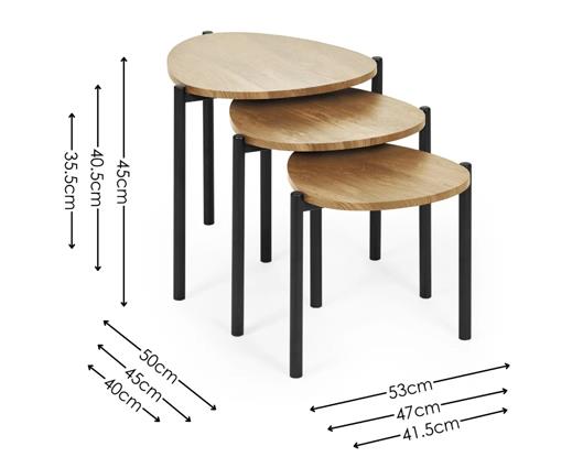 Lorette Teardrop Nesting Side Table Oak