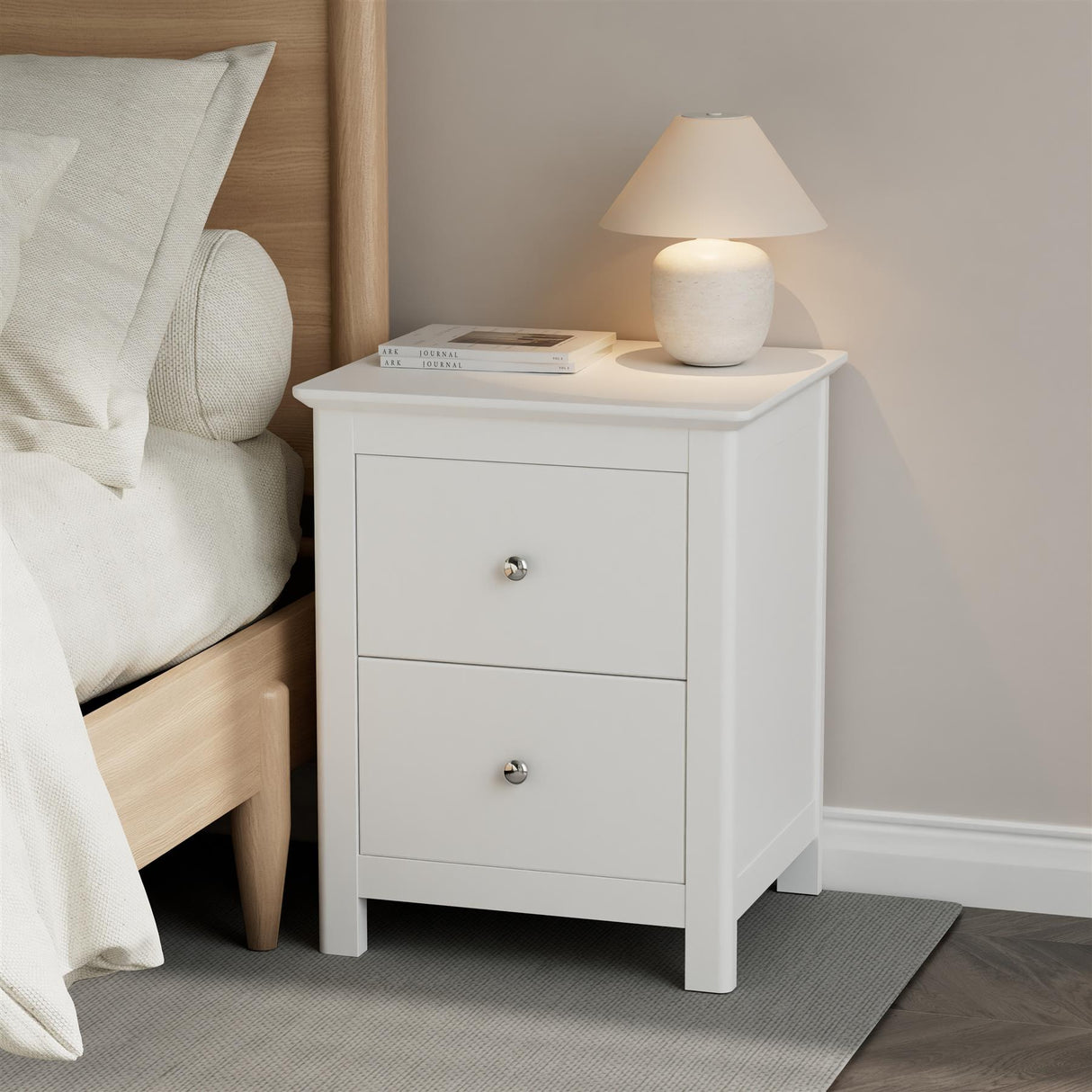 Nairn White 2 drawer bedside cabinet