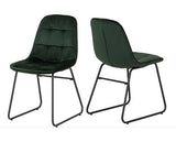 MARLOW & LUKAS DINING SET (X4 CHAIRS) - BLACK MARBLE/EMERALD GREEN VELVET
