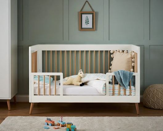 Maya Cot Bed - White with Natural