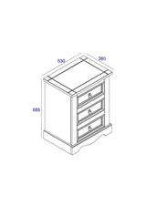 Corona Grey 3 Drawer Bedside Cabinet