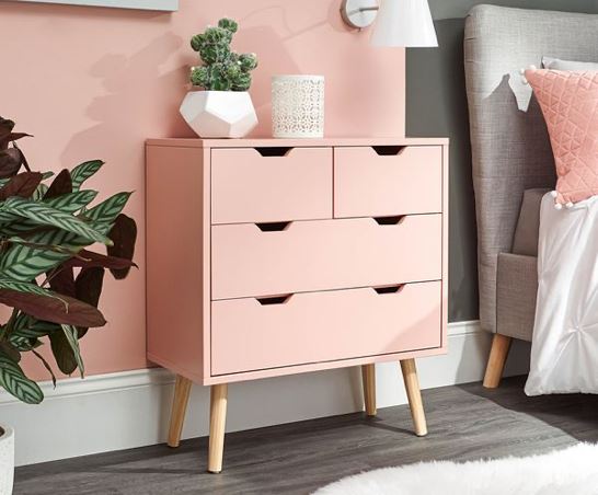 Nyborg 2+2 Drawer Chest Coral Pink