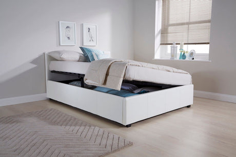 Serena Side lift Ottoman Double Bed - White