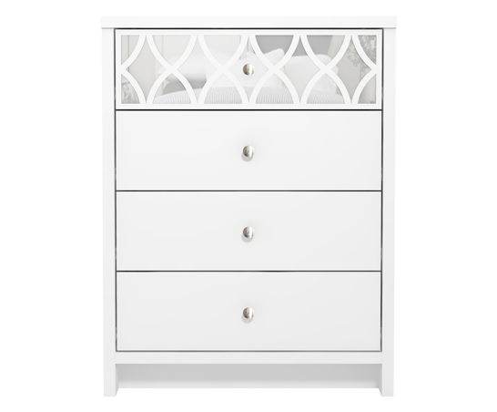 Arianna 4 Drawer Chest With 1 Mirror White