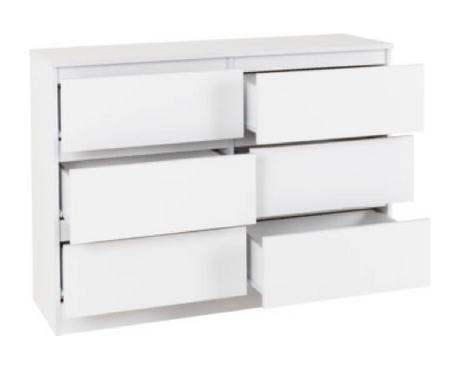 Malvern 6 Drawer Chest - White