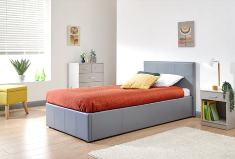 Serena Single Side Lift Ottoman Bed - Grey PU