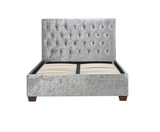 Cologne Double Bed - Grey Crushed Velvet