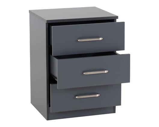DAKOTA 3 DOOR WARDROBE BEDROOM SET - DARK GREY
