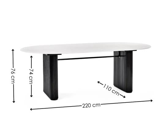 Bolivia Oval Dining Table White & Black
