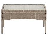 Willow 4Pc Garden Set - Grey Rattan/Grey Fabric/Clear Glass