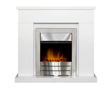 Adam Lomond Fireplace in Pure White with Colorado Electric Fire in Brushed Steel, 39 Inch