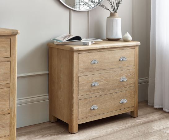 Memphis Limed Oak 3 Drawer Chest