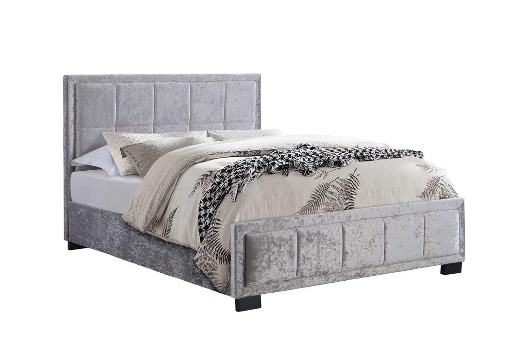 Hannover King Bed - Steel Crushed Velvet