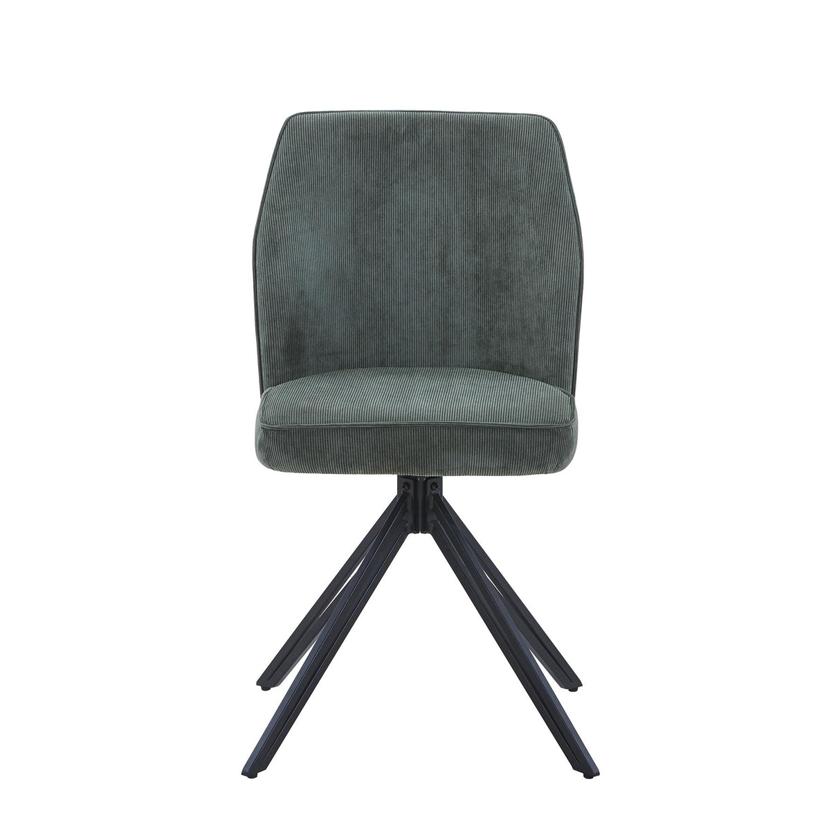 Aspen swivel dining chairs, green cord fabric with black metal legs (pair)