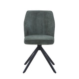 Aspen swivel dining chairs, green cord fabric with black metal legs (pair)