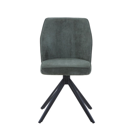 Aspen swivel dining chairs, green cord fabric with black metal legs (pair)