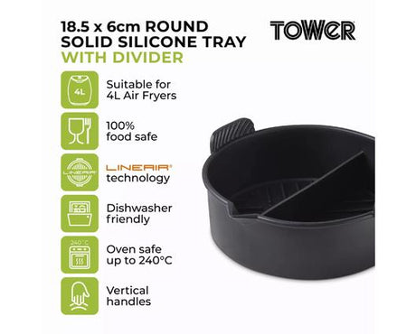Round Solid Silicone Air Fryer Tray with Divider