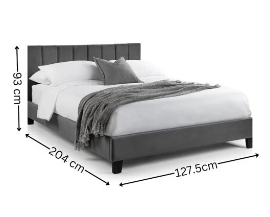 Rosa Velvet Bed in a Box Grey - Small Double
