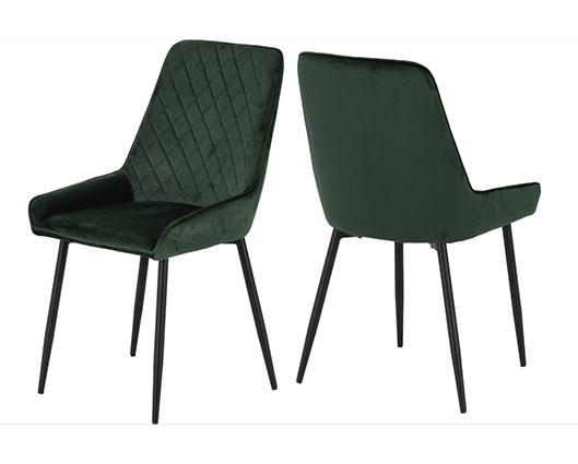 MODENA & AVERY DINING SET (X4 CHAIRS) - CREAM/EMERALD GREEN VELVET